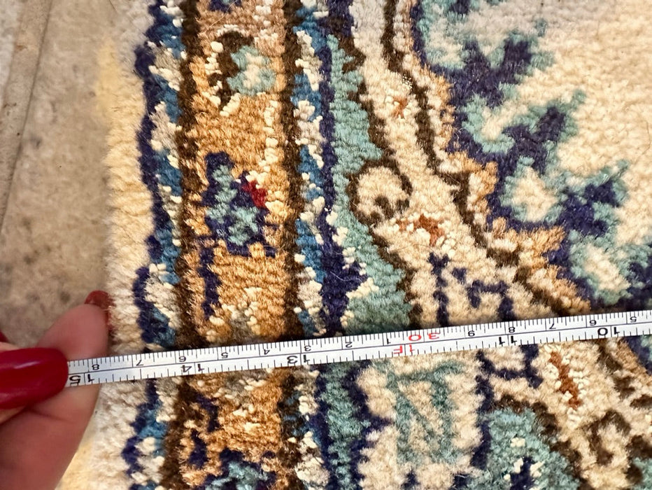 Persian Hand Knotted Small Rug- Nain Design, Wool & Silk accent, 24” x 15”-EZ Jewelry and Decor