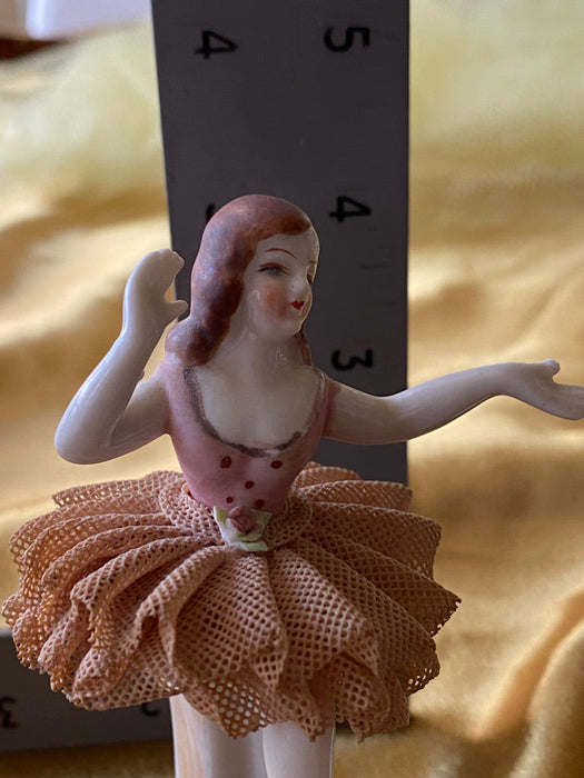 Two Lace Porcelain Ballerinas Figurines, One Rubber Baby on Chair-EZ Jewelry and Decor