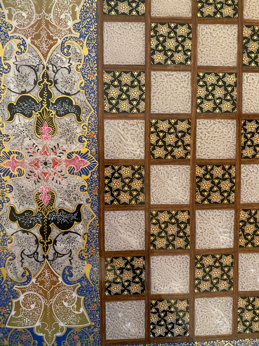 Gorgeous Persian Handcrafted Backgammon And Chess Micro Mosaic, Khatamkari.-EZ Jewelry and Decor