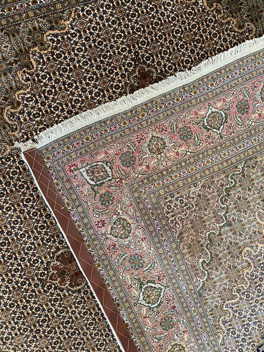 Persian Tabriz Mahi Rug, Hand Knotted Rug, Silk & Wool, 6'6"x6'6"-EZ Jewelry and Decor