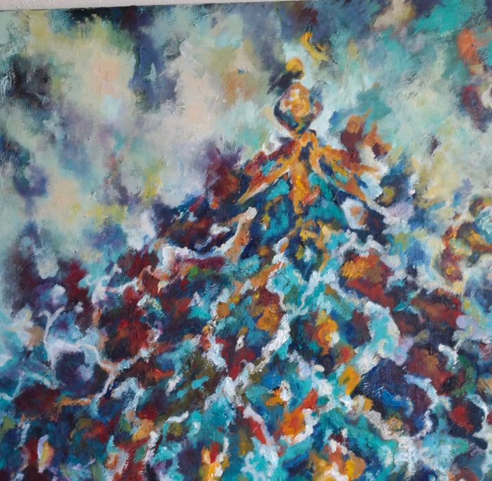 Roya Mansourkhani, Isfahan II,2014,Oil on Canvas 48.5"x 36".-EZ Jewelry and Decor