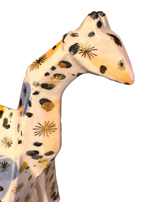 Vintage Pier One Porcelain Giraffe Figurine Abstract Cubist Geometric Porcelain Giraffe Figurine,. 8" T, 3" W, 7" D.-EZ Jewelry and Decor