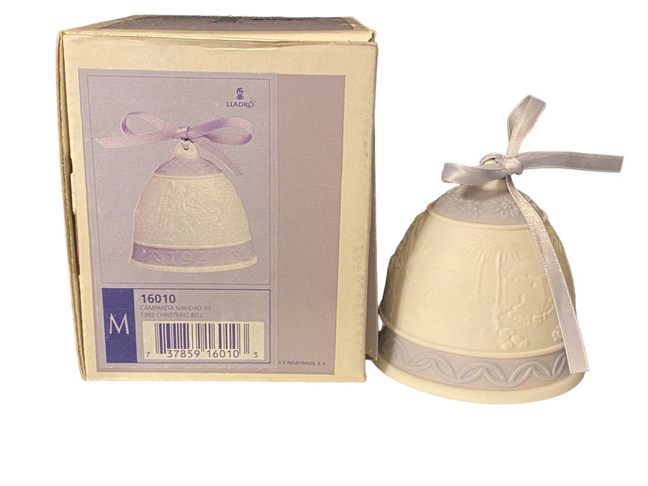 Lladro 1993 Porcelain Christmas Bell In Original Box, Rare, 2.75”-EZ Jewelry and Decor