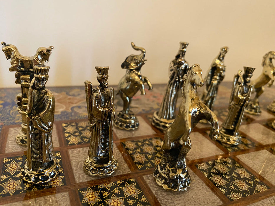 Gorgeous Persian Handcrafted Backgammon And Chess Micro Mosaic, Khatamkari.-EZ Jewelry and Decor