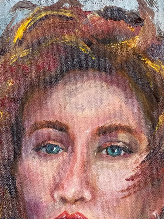 Portrait Oil Painting "Girl in Wind", Framed Original Oil Painting by R.Mansourkhani, 24” x 20”-EZ Jewelry and Decor