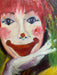 Shaida, Cheerful Clown, Oil Painting, 27" x 20.5"-EZ Jewelry and Decor