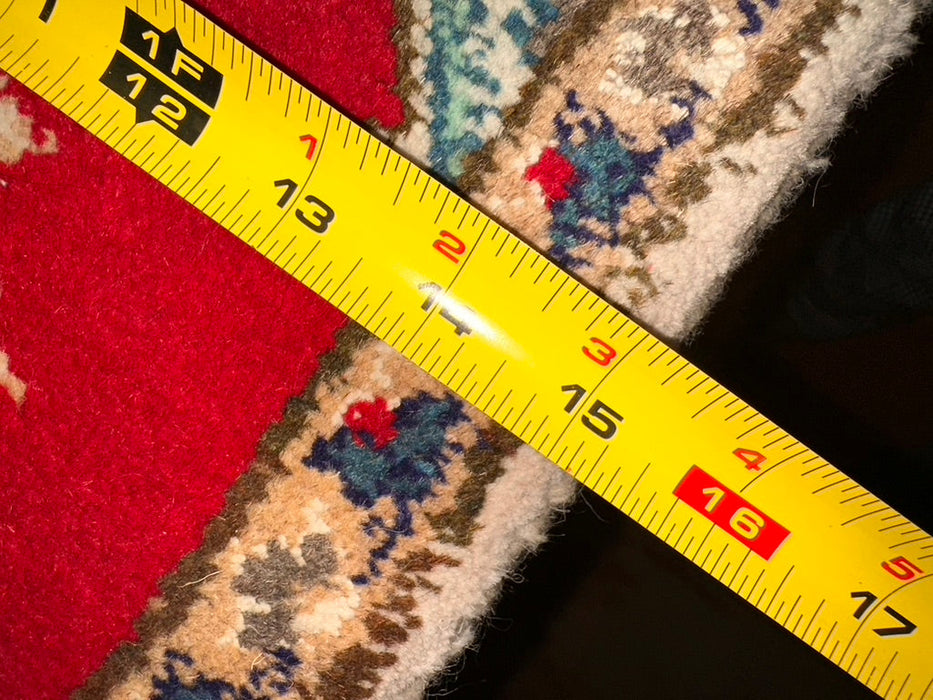 Persian Hand Knotted Small Rug- Nain Design, Wool & Silk accent, 24” x 15”, Red & Beige Rug-EZ Jewelry and Decor