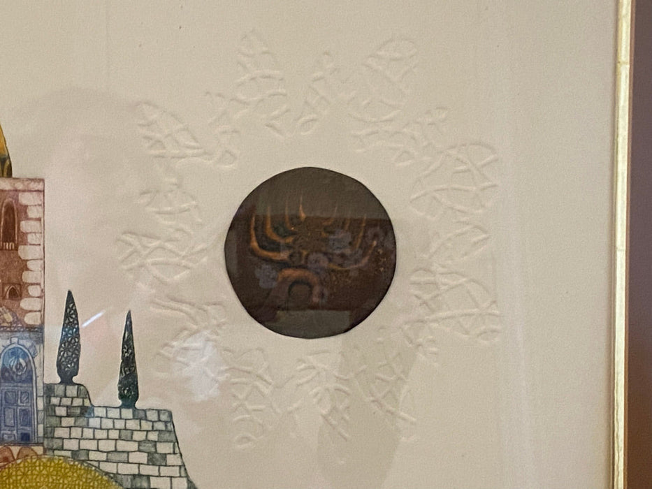Amram Ebgi, Jerusalem Gate Limited Edition. 9/150. Hand Colored Etching with Intaglio Relief , Signed & Numbered-EZ Jewelry and Decor