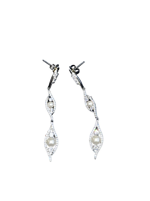 Dazzling Custom Earring Drop Silver and Crystal color, 2.5”, Gift Boxed jewelry-EZ Jewelry and Decor