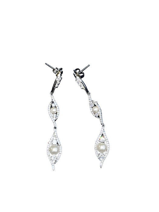 Dazzling Custom Earring Drop Silver and Crystal color, 2.5”, Gift Boxed jewelry-EZ Jewelry and Decor