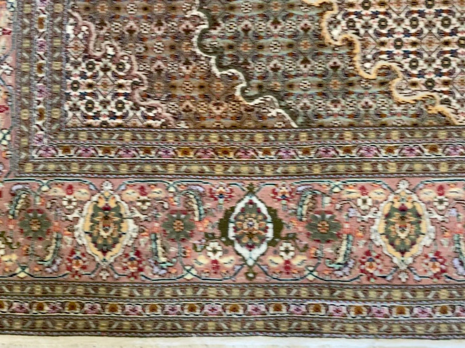 Persian Tabriz Mahi Rug, Hand Knotted Rug, Silk & Wool, 6'6"x6'6"-EZ Jewelry and Decor