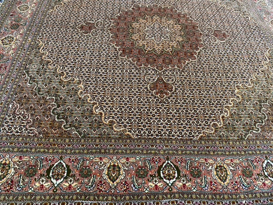 Persian Tabriz Mahi Rug, Hand Knotted Rug, Silk & Wool, 6'6"x6'6"-EZ Jewelry and Decor