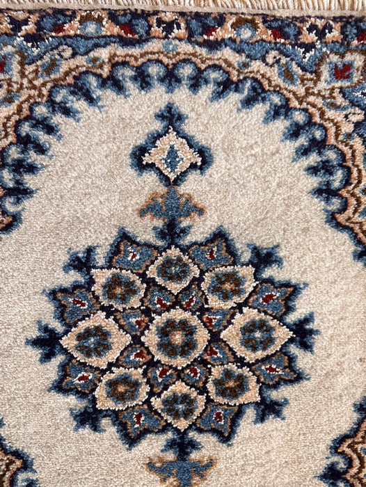 Persian Hand Knotted Small Rug- Nain Design, Wool & Silk accent, 23” x 16”-EZ Jewelry and Decor