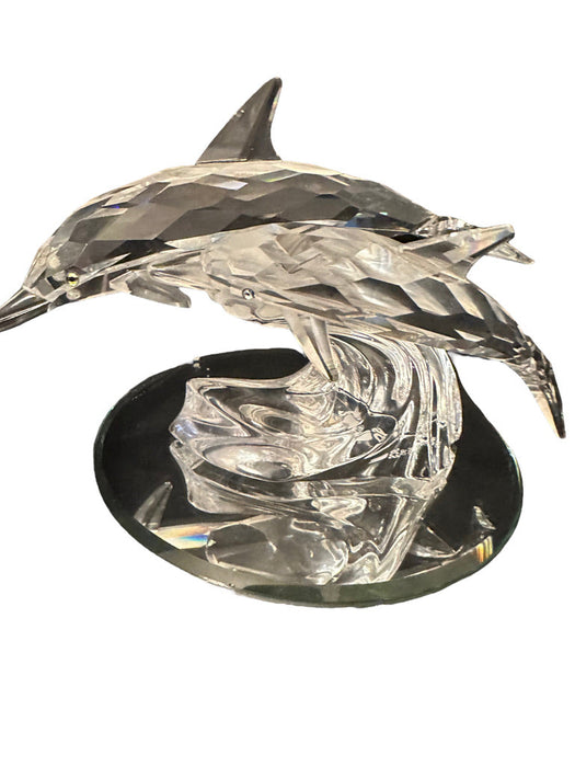 Swarovski Crystal Collection Two Dolphins, Vintage Swarovski Crystal Dolphins, Lot Of 2.3” X 5”-EZ Jewelry and Decor