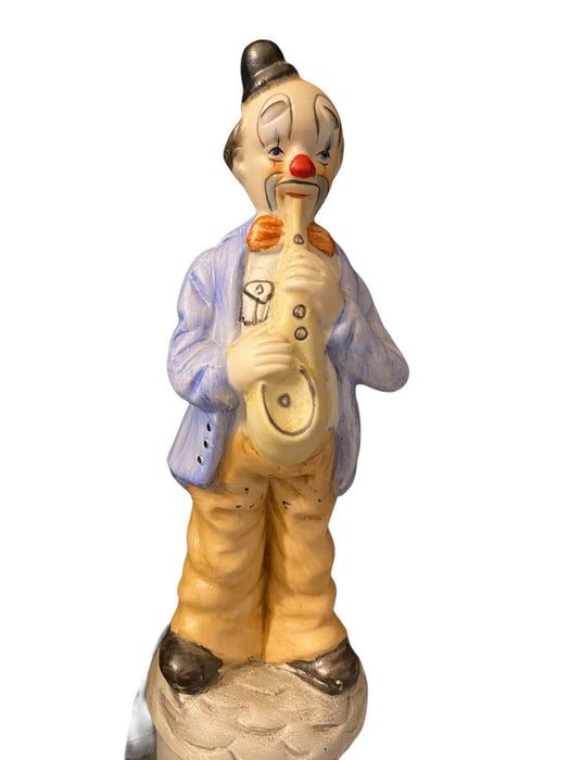 Vintage Set Of Three  Ceramic Clown, Two Playing Saxophone, 8” T-EZ Jewelry and Decor