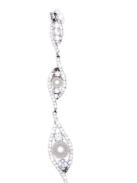 Dazzling Custom Earring Drop Silver and Crystal color, 2.5”, Gift Boxed jewelry-EZ Jewelry and Decor