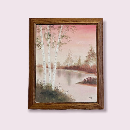 N. Cook, Pink Landscape, Framed Original Oil Painting, 16.5” x 13.5”-EZ Jewelry and Decor