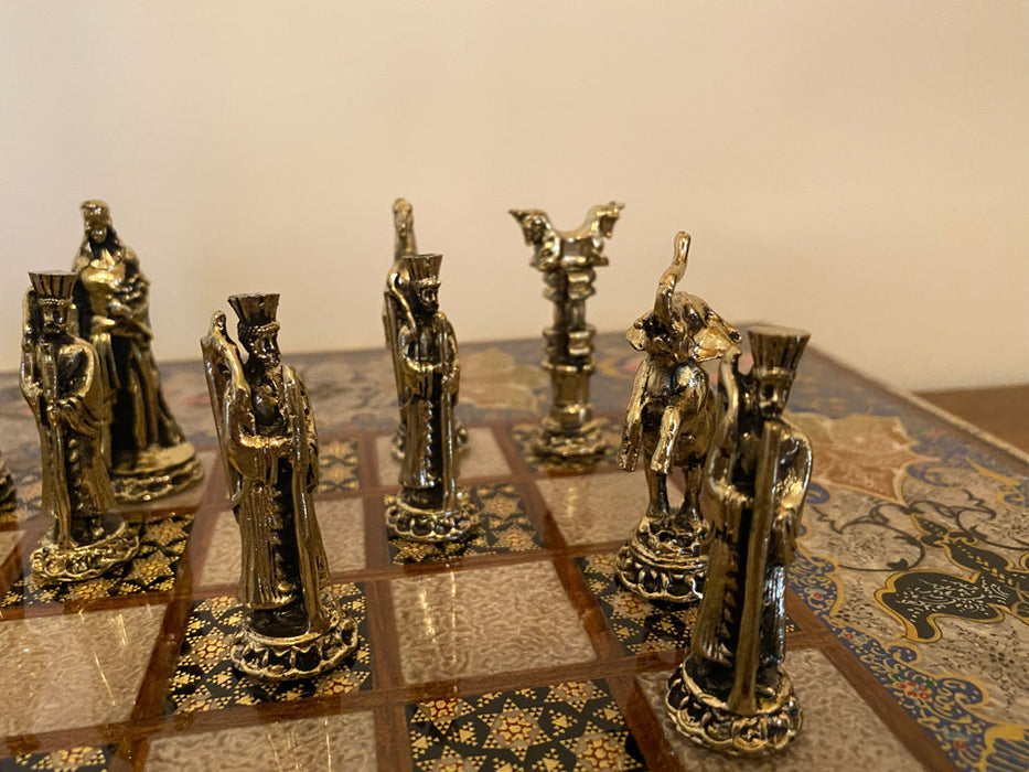 Gorgeous Persian Handcrafted Backgammon And Chess Micro Mosaic, Khatamkari.-EZ Jewelry and Decor