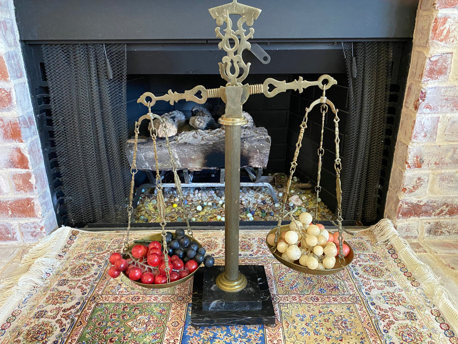 Large Vintage Brass Scale on Marble Base-EZ Jewelry and Decor
