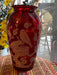 Red Vintage Glass Vase Japanese Hand Painted, Birds & Flowers- 9”-EZ Jewelry and Decor