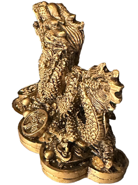 Vintage Chinese Resin Golden Dragon, 2 “ x  2.5”-EZ Jewelry and Decor