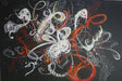 Framed Abstract Painting ,Blooming, Mixed Media Art. by Roya Mansourkhani, 30" x  40".-EZ Jewelry and Decor