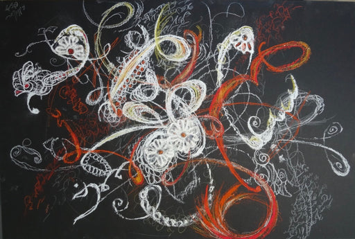 Framed Abstract Painting ,Blooming, Mixed Media Art. by Roya Mansourkhani, 30" x  40".-EZ Jewelry and Decor