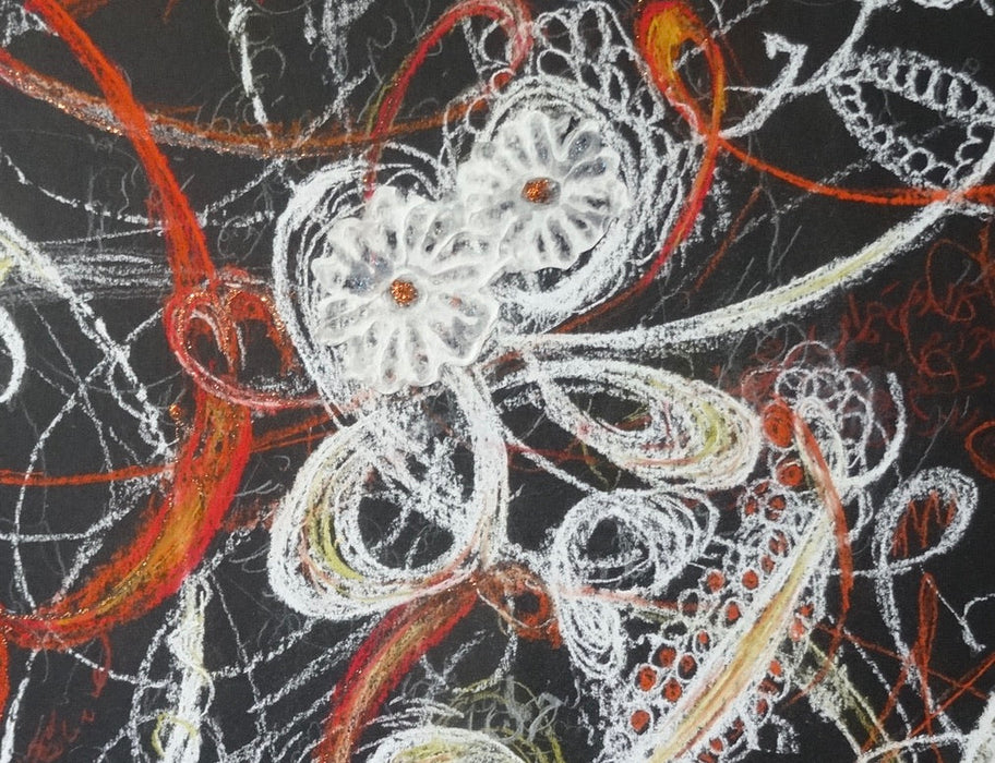 Framed Abstract Painting ,Blooming, Mixed Media Art. by Roya Mansourkhani, 30" x  40".-EZ Jewelry and Decor