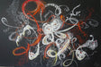 Framed Abstract Painting ,Blooming, Mixed Media Art. by Roya Mansourkhani, 30" x  40".-EZ Jewelry and Decor