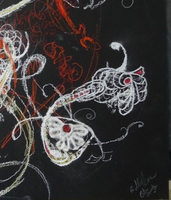 Framed Abstract Painting ,Blooming, Mixed Media Art. by Roya Mansourkhani, 30" x  40".-EZ Jewelry and Decor