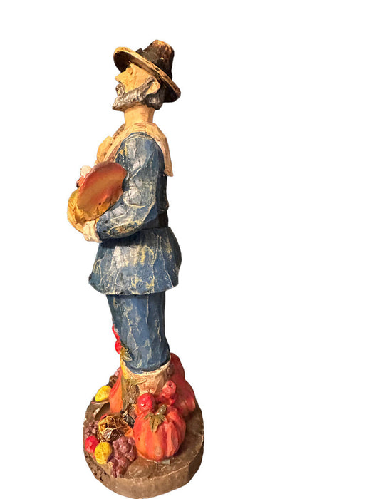 Vintage Harvest Time Figurine, Wooden Carved Figurine. 11” T-EZ Jewelry and Decor