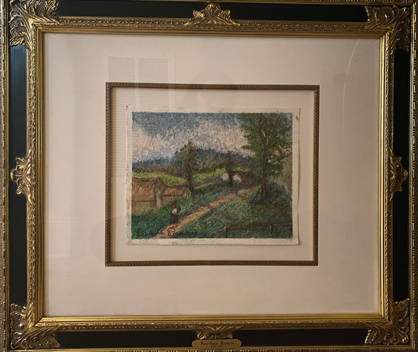 Certified Authentique Paul Emile Pissarro Pastel Painting in Original Frame, Le Petit Chemin, Pastel-EZ Jewelry and Decor