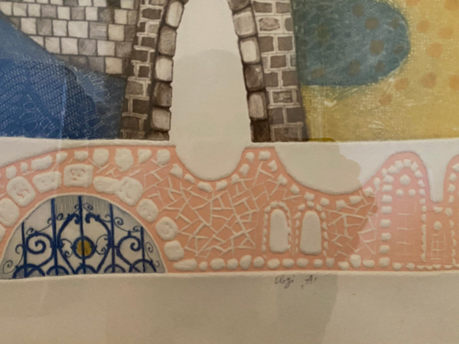 Amram Ebgi, Jerusalem Gate Limited Edition. 9/150. Hand Colored Etching with Intaglio Relief , Signed & Numbered-EZ Jewelry and Decor