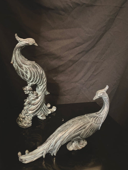 Vintage,Two Resin Bird Figurines, Resin,12"x6.5" & 8"x12"-EZ Jewelry and Decor
