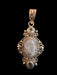 Vintage Silver Victorian Oval Pendent , With Two Crystals And A Stone In Center. 2”, necklace 18"-EZ Jewelry and Decor