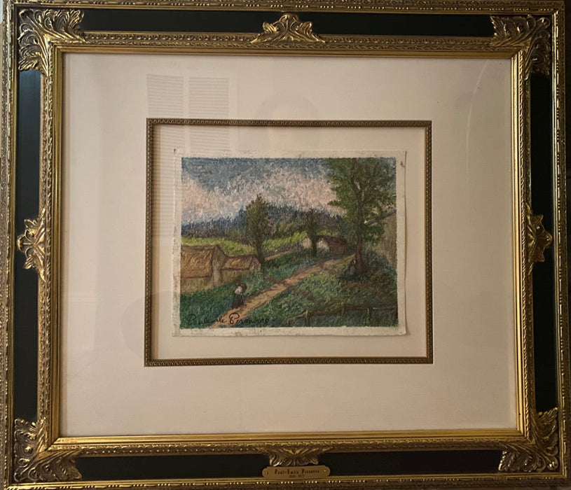 Certified Authentique Paul Emile Pissarro Pastel Painting in Original Frame, Le Petit Chemin, Pastel-EZ Jewelry and Decor