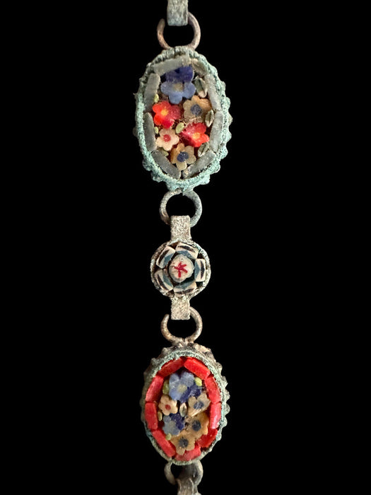 Antique Italian Mili Fiori Micro Mosiac BraceletAnd Two Brooches Set, Gift Boxed-EZ Jewelry and Decor