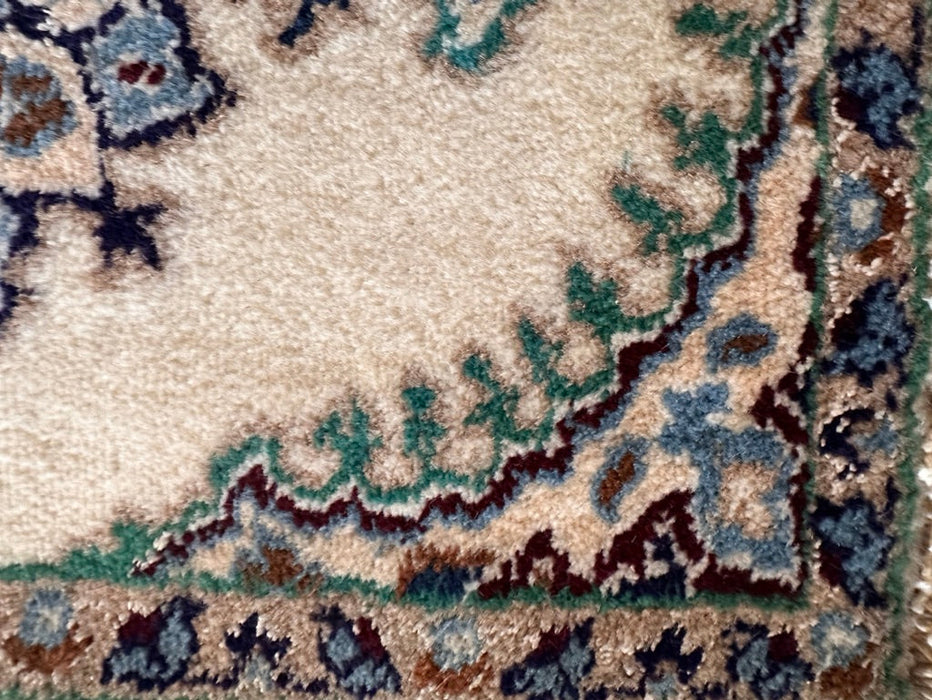 Persian Hand Knotted Small Rug- Nain Design, Wool & Silk accent, 22.5” x 16”, Small Beige Rug-EZ Jewelry and Decor
