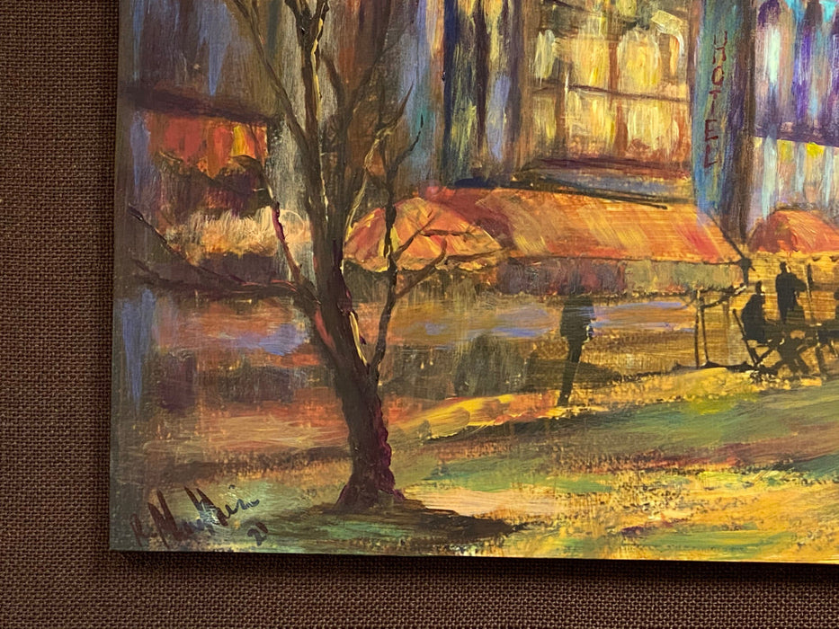Roya Mansourkhani, Sundown Above A City, Acrylic, 23” x 50”-EZ Jewelry and Decor