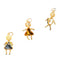 14K Gold Three People Pendants/Charm With Colored Gemstone . vintage-EZ Jewelry and Decor