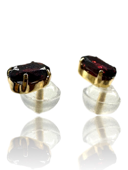 Luxury 18K Gold,Purple/ Dark Red Garnet Stud Earrings, Small Gem Earrings-EZ Jewelry and Decor