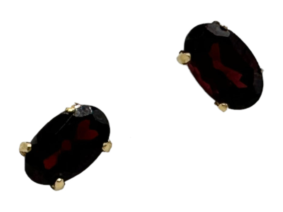 Luxury 18K Gold,Purple/ Dark Red Garnet Stud Earrings, Small Gem Earrings-EZ Jewelry and Decor