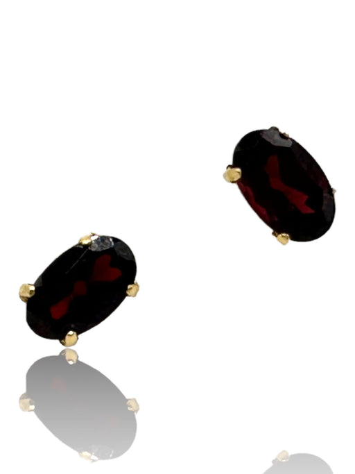 Luxury 18K Gold,Purple/ Dark Red Garnet Stud Earrings, Small Gem Earrings-EZ Jewelry and Decor