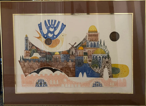 Amram Ebgi, Jerusalem Gate Limited Edition. 9/150. Hand Colored Etching with Intaglio Relief , Signed & Numbered-EZ Jewelry and Decor