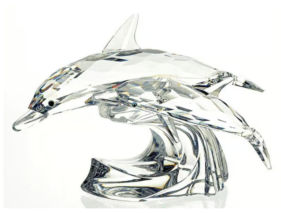 Swarovski Crystal Collection Two Dolphins, Vintage Swarovski Crystal Dolphins, Lot Of 2.3” X 5”-EZ Jewelry and Decor