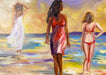 R. Mansourkhani , On a Beach. Original Oil Painting, 32” x 41”-EZ Jewelry and Decor