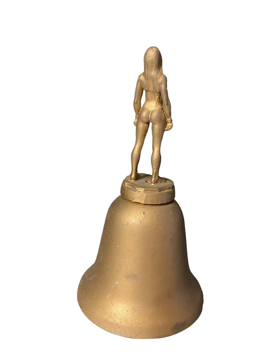 Vintage Nude Lady Figural Handle Brass Bell 4 5/8in Tall-EZ Jewelry and Decor