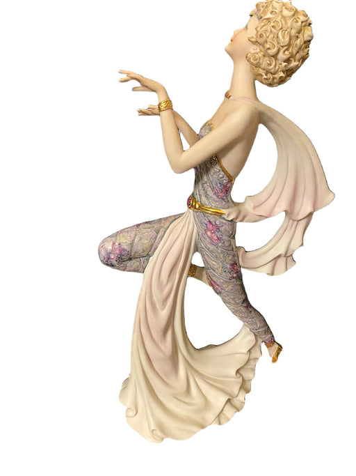 Stunning Capodimonte Vittorio Sabadin Sculpture Dancing Lady With Cape Figure On Wood Bas, Porcelain,  Hand Made And Hand Painted in Italy 17.5"t-EZ Jewelry and Decor