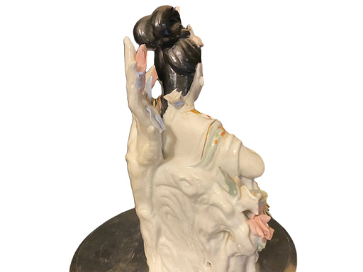 A Geisha Playing Lute. Handcrafted, Hand Painted, Porcelain Statue, Signed By a Chinese Master. 15.5” Vintage-EZ Jewelry and Decor