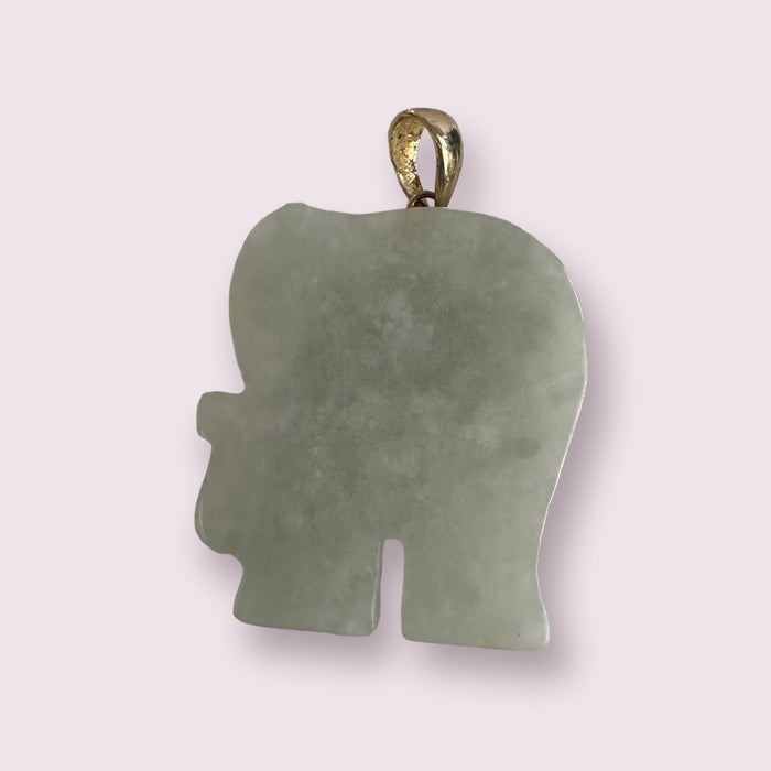 Jade and Gold Good Luck Elephant Charm Pendant 10k Gold and Jade. Vintage Hand Carved Jade Elephant Pendant 1.25in, Come In Gift Box-EZ Jewelry and Decor